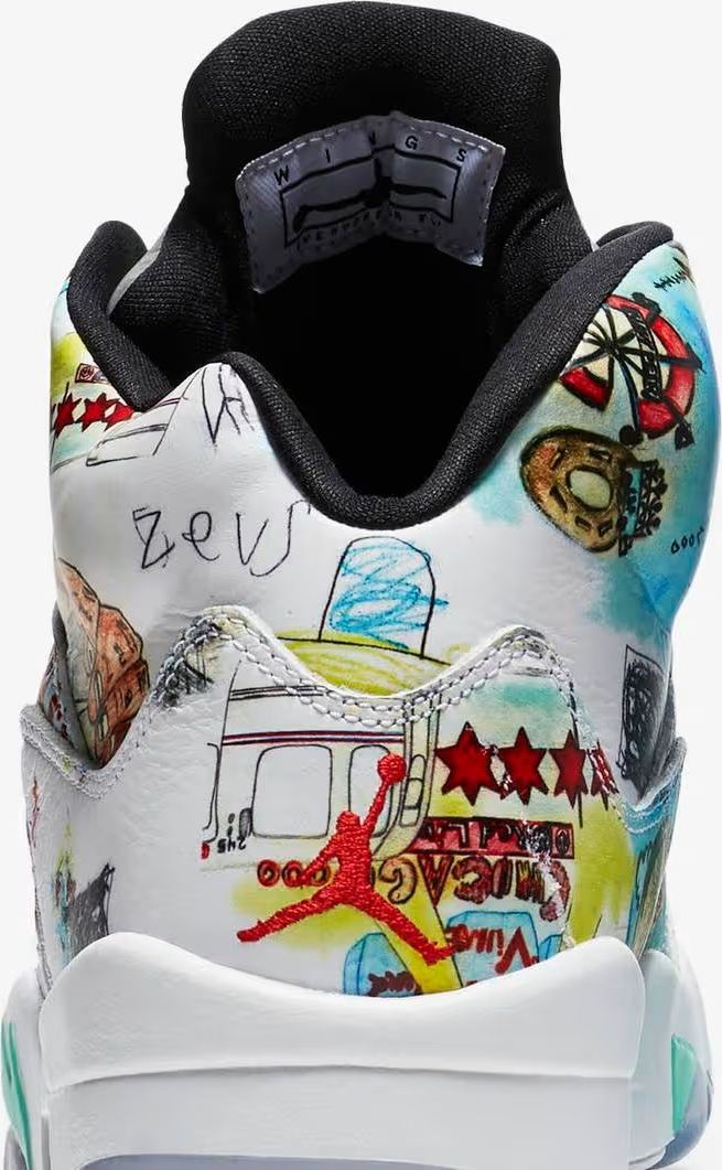 Nike Jordan Retro 5 Wings Glow in Dark Reflective Basketball Sneakers view 2